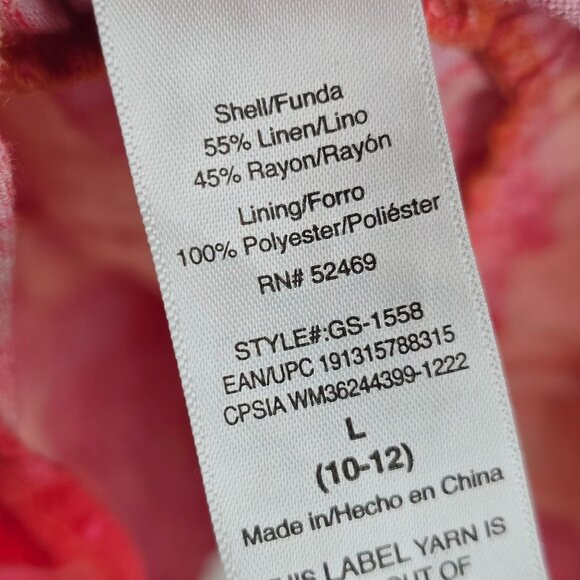 Girls Orange Pink Sexy Back Ruffle Hem Skirt Hawaiian Linen Blend Large - Picture 6 of 7